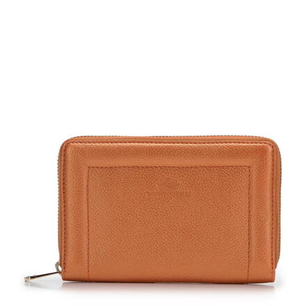 Dámska kožená peňaženka s ozdobným okrajom, stredne oranžová 14-1-935-6